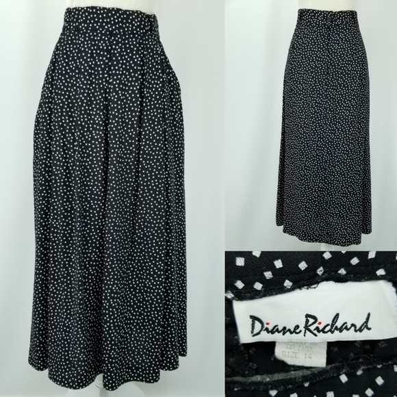 80s Vintage Diane Richard Acetate Rayon Skirt w/Pockets 14 - Picture 1 of 8